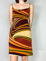 Gestreiftes Minikleid mit Schlitz und überkreuztem Rücken