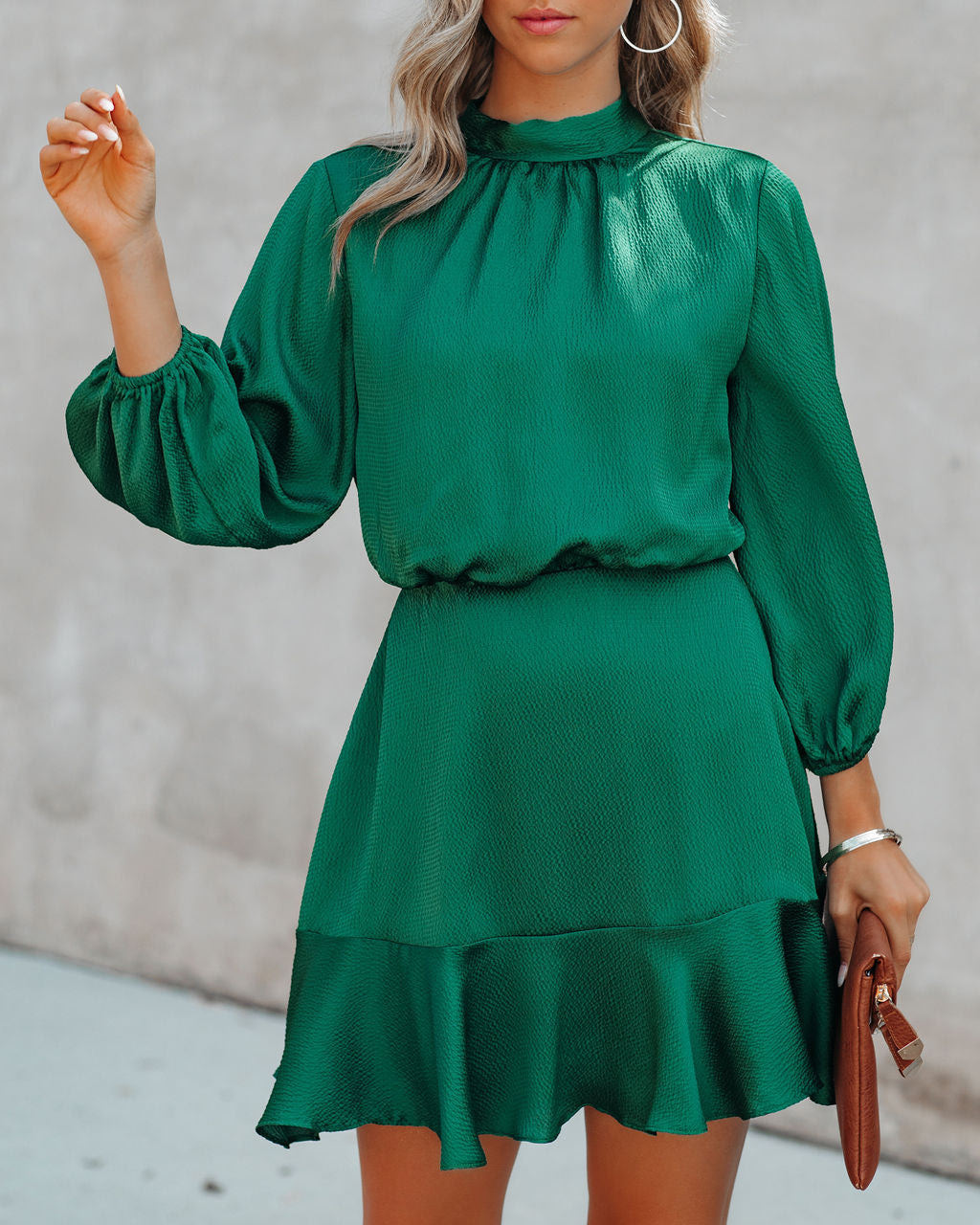 Call Me Angel Textured Satin Dress - Hunter Green - FINAL SALE Ins Street