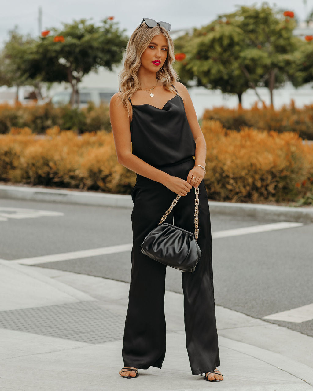 Chana Satin Cami Tank - Black - FINAL SALE