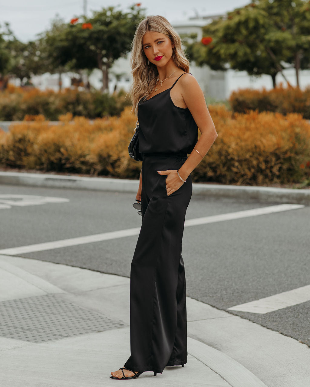 Chana Satin Cami Tank - Black - FINAL SALE
