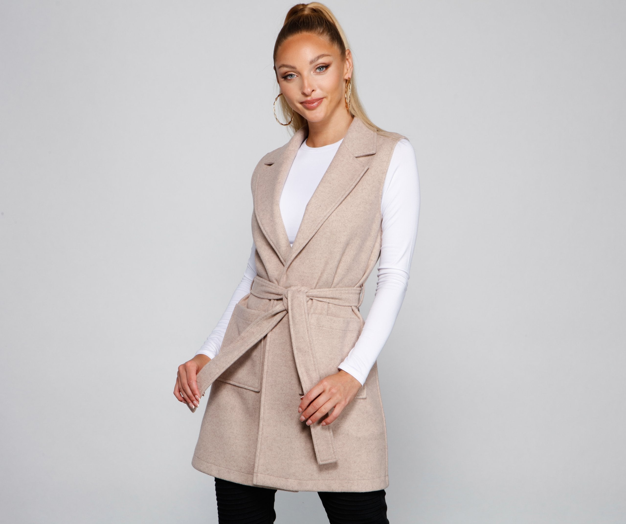 City Girl Faux Wool Trench Vest Sai Feel