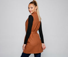 City Girl Faux Wool Trench Vest Sai Feel