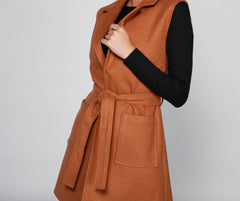 City Girl Faux Wool Trench Vest Sai Feel