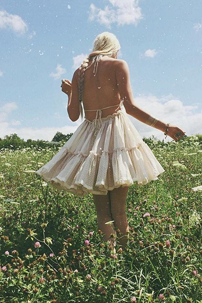 Womens Summer Halter Deep V Neck Sexy Patchwork Mini Short Dresses
