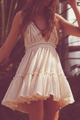 Womens Summer Halter Deep V Neck Sexy Patchwork Mini Short Dresses
