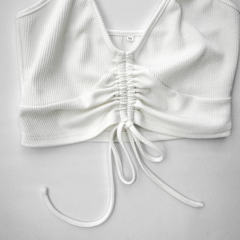 Crop V-neck slim fit Camisole with drawstring Sai Feel