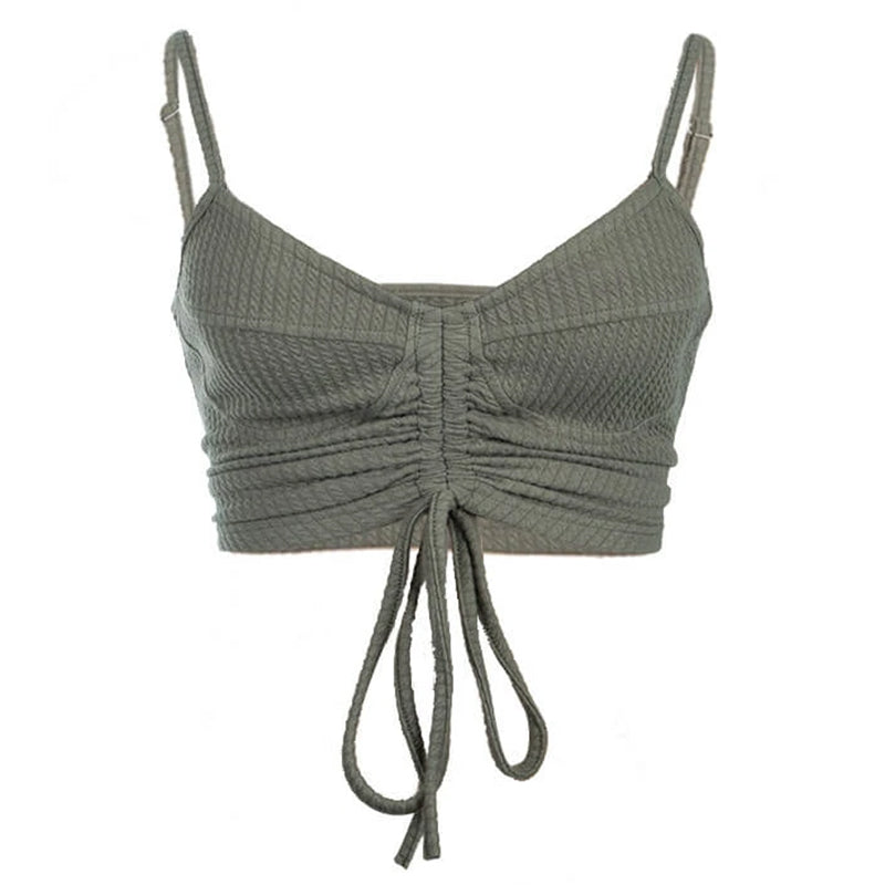 Crop V-neck slim fit Camisole with drawstring Sai Feel