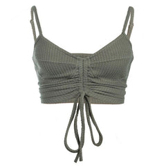Crop V-neck slim fit Camisole with drawstring Sai Feel