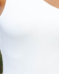 Cyrene One Shoulder Knit Bodysuit - Ivory BLUE-001