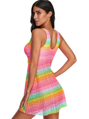 V-Neck Fringed Lace Trouser Skirt Swimsuit