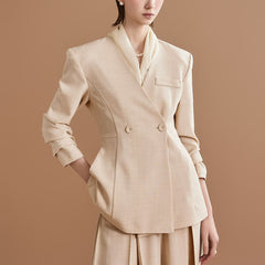 Pleated Slim Fit Casual Pants Suit
