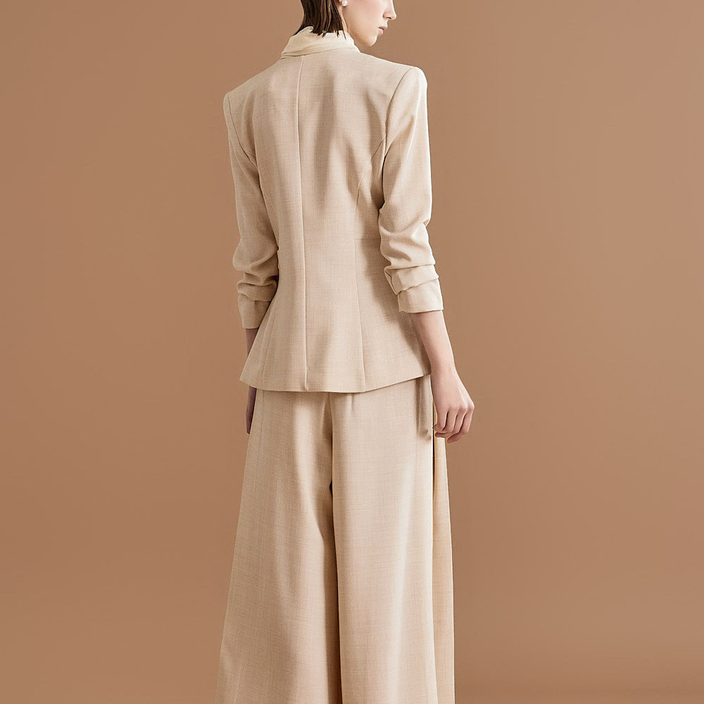 Pleated Slim Fit Casual Pants Suit