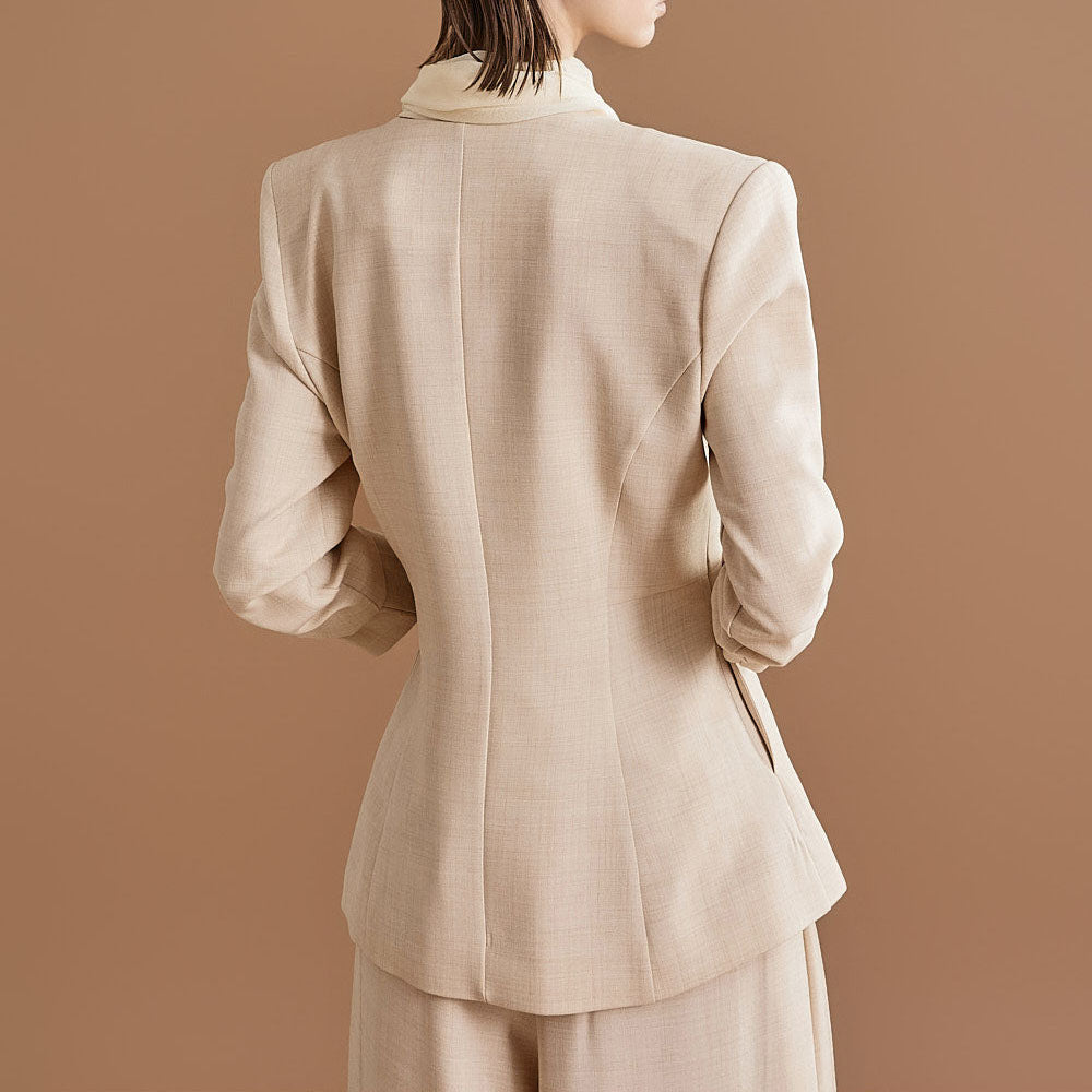 Pleated Slim Fit Casual Pants Suit