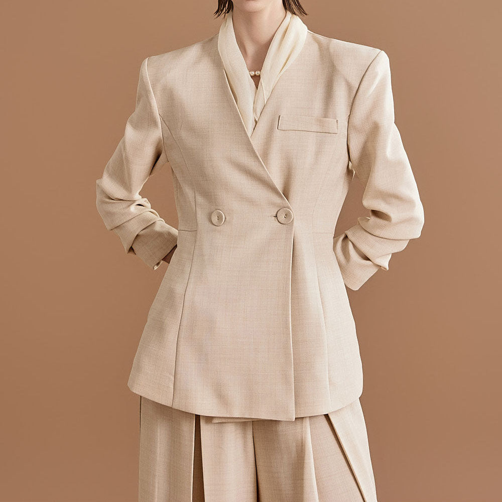 Pleated Slim Fit Casual Pants Suit