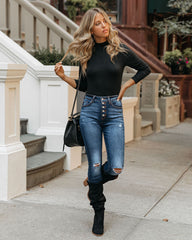Day To Day Turtleneck Knit Top - Black