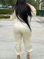 Deep V Zipper Pocket Jumpsuit