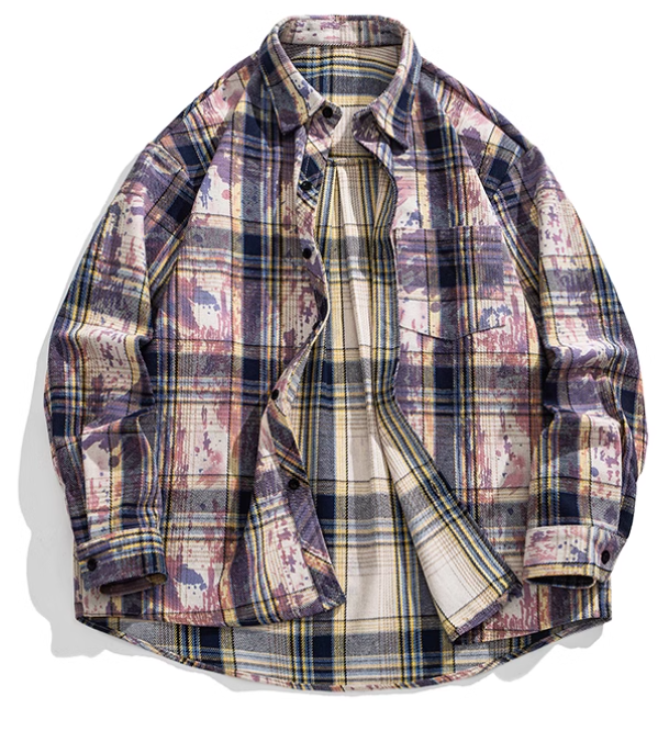 Starry Sky Distressed Plaid Shirts