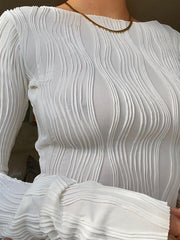 Textured Stripe Long Sleeve Tee