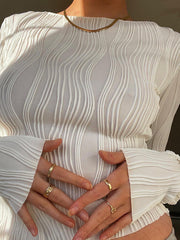 Textured Stripe Long Sleeve Tee