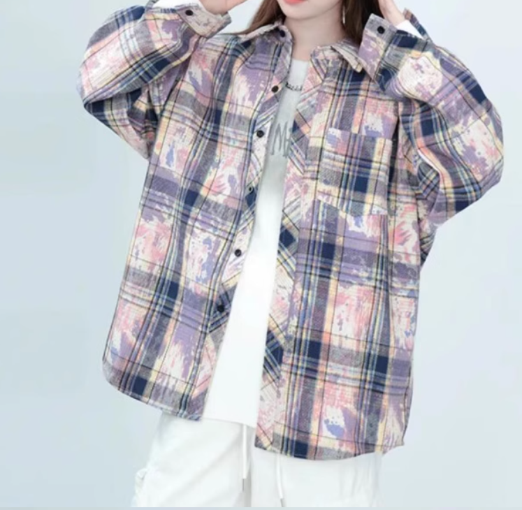 Starry Sky Distressed Plaid Shirts