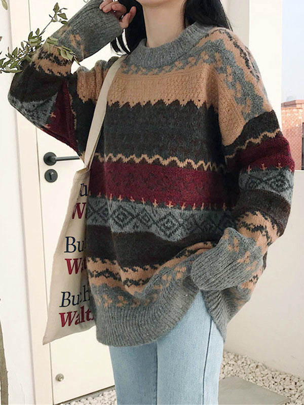 Vintage Jacquard Strickpullover