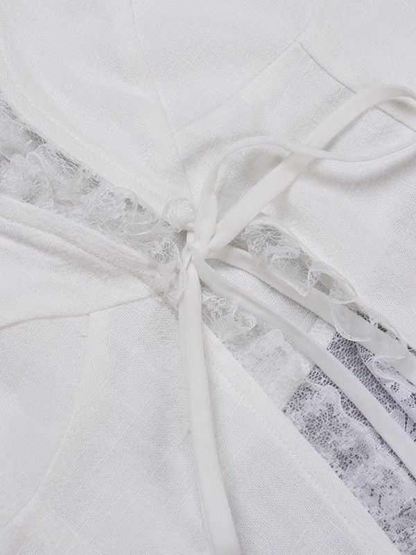Lace Trim Ruffle Crop Tank Top