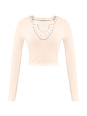 Long Sleeve Ribbed Knit Crop Top