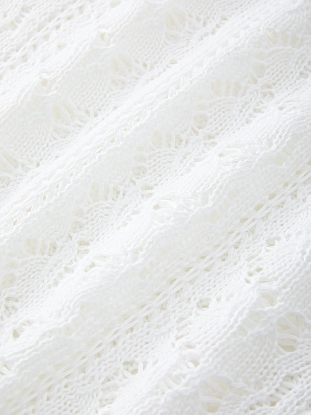 Tie Front White Open Knit Top