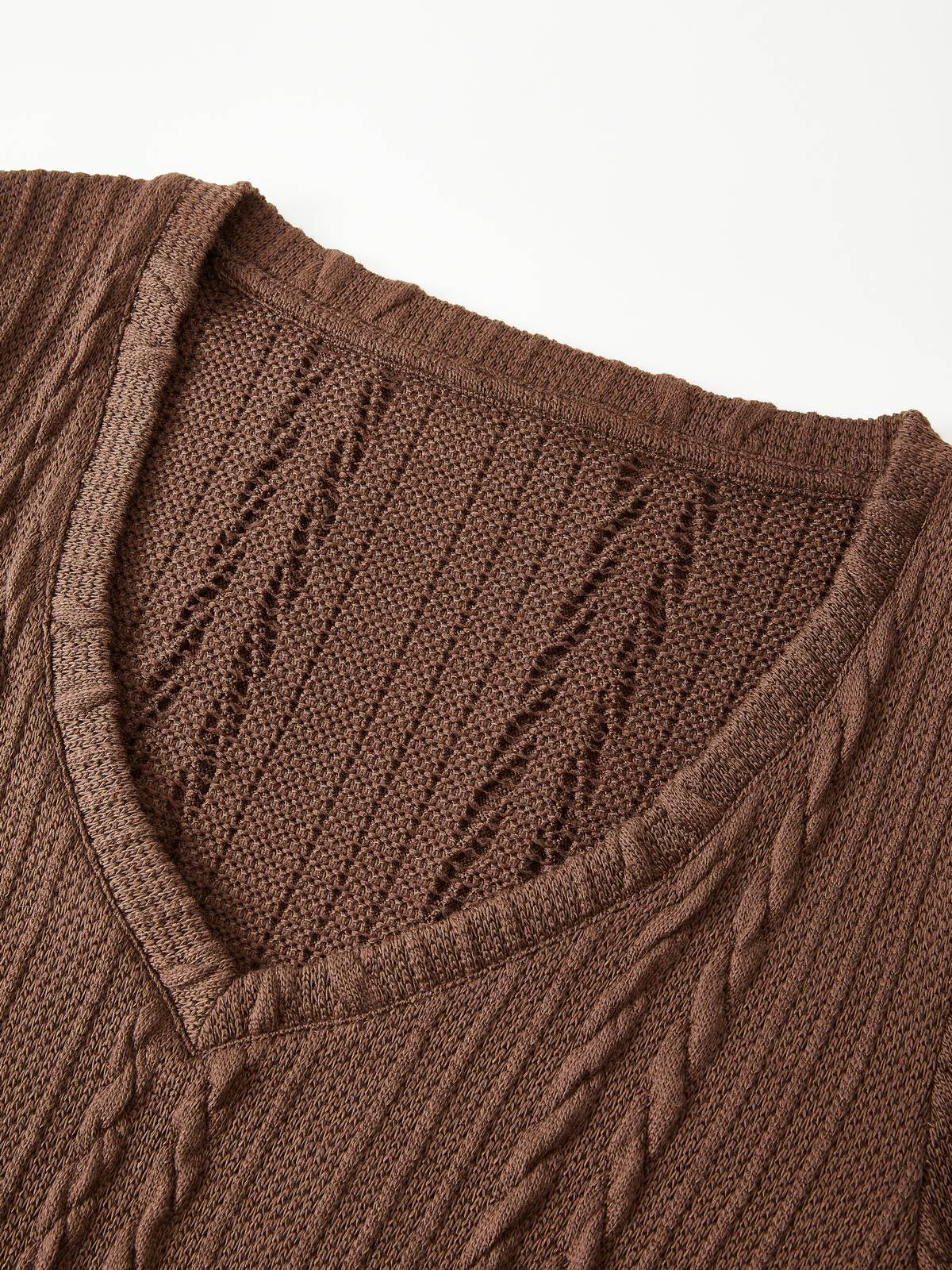 Vintage V Neck Cable Knit Top