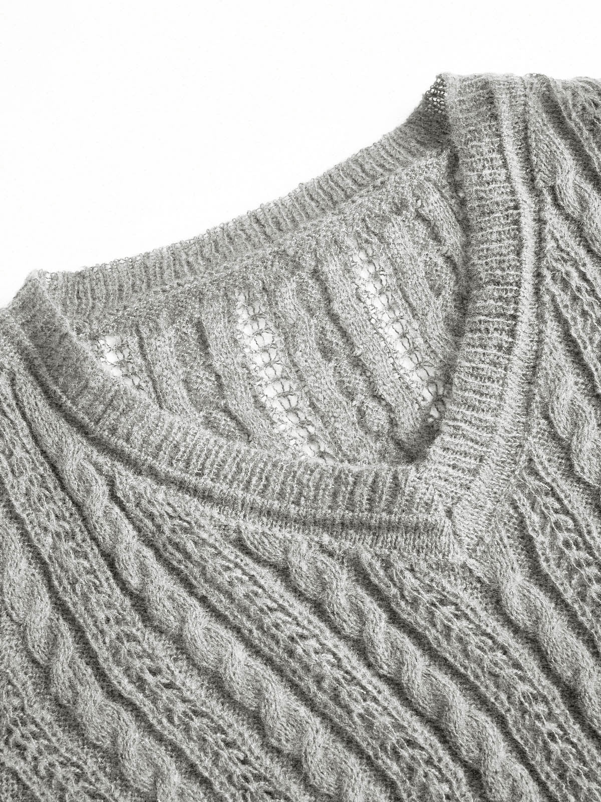 Vintage V Neck Cable Knit Top