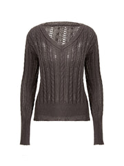 Vintage V Neck Cable Knit Top