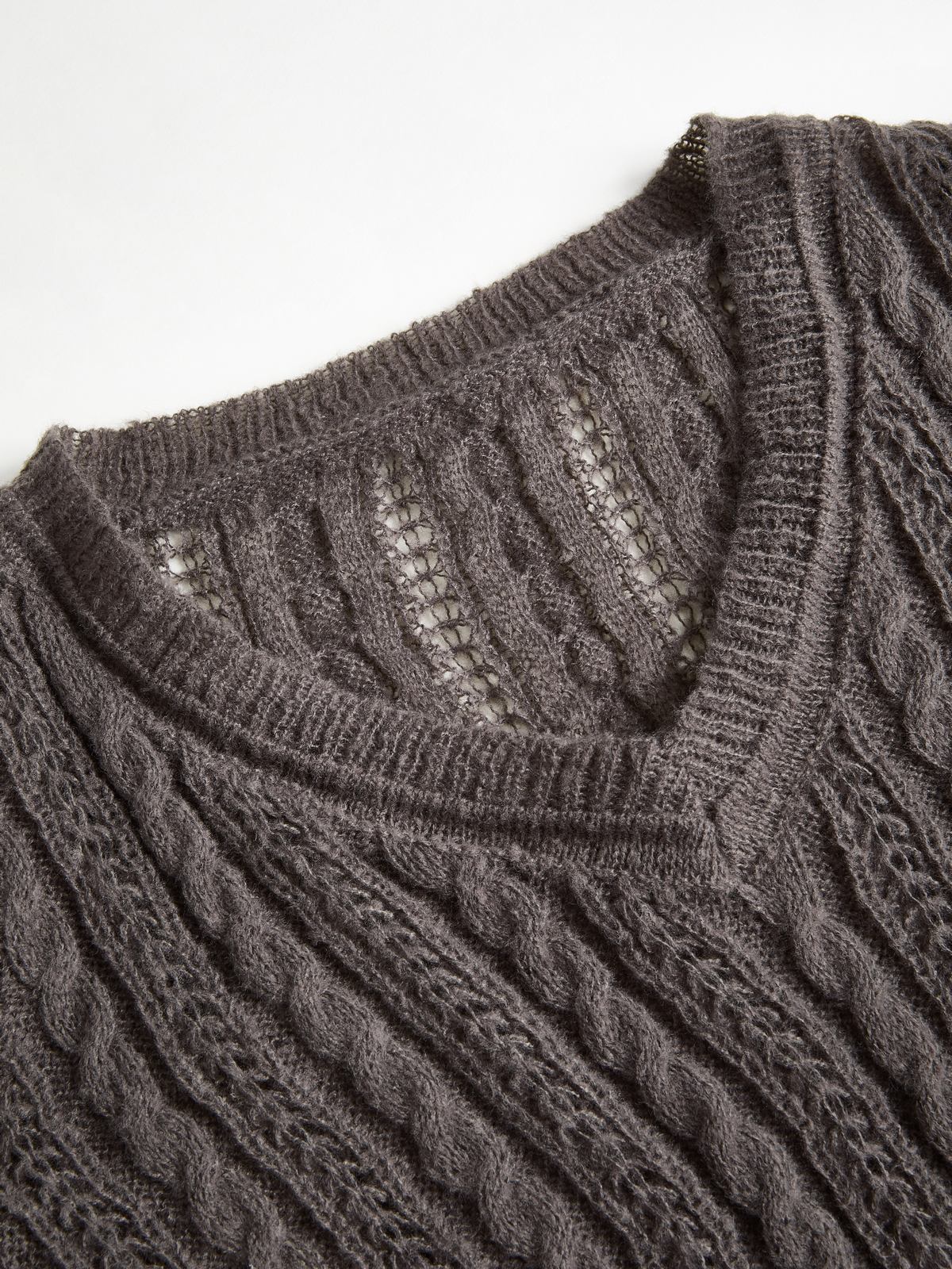 Vintage V Neck Cable Knit Top