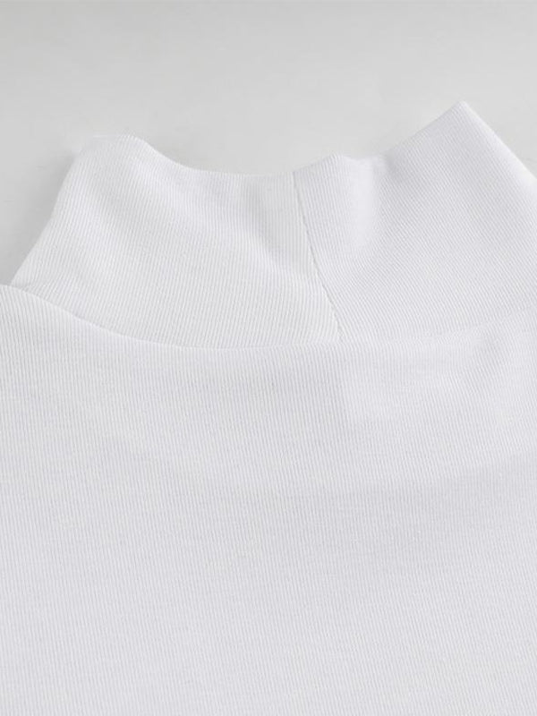 Patchwork Cutout White Long Sleeve Bodysuit