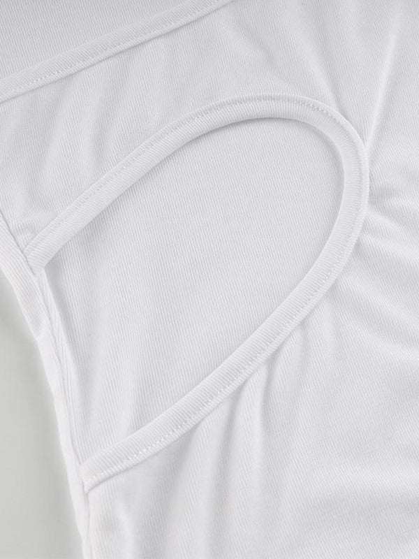 Patchwork Cutout White Long Sleeve Bodysuit