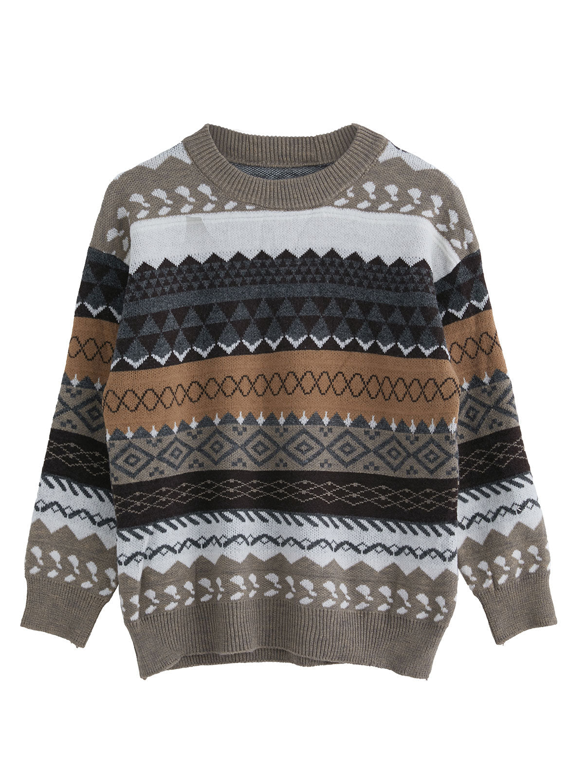 Mixed Jacquard Vintage Pullover Sweater