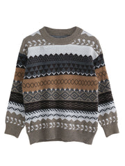 Mixed Jacquard Vintage Pullover Sweater