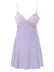 Purple V Neck Mini Dress
