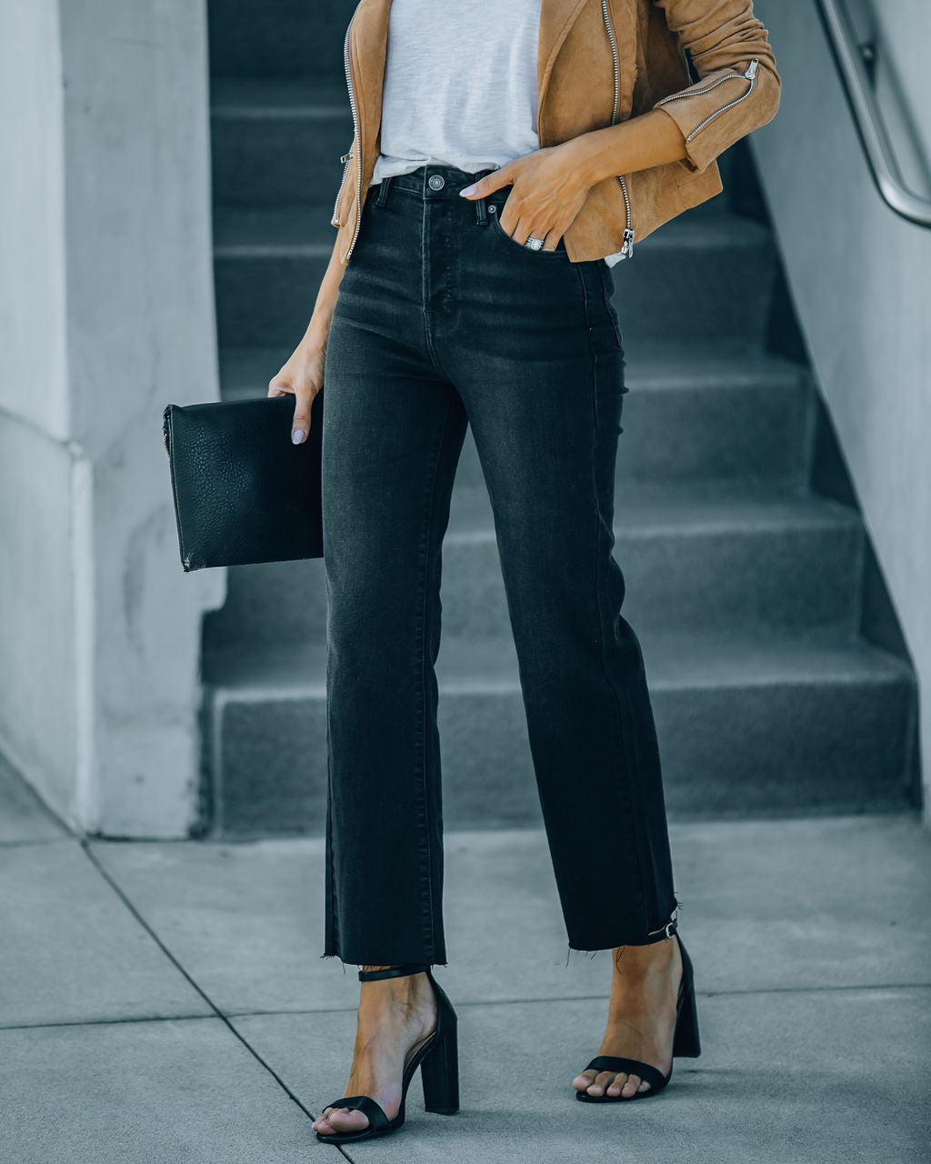 Venti High Rise Straight Leg Crop Denim