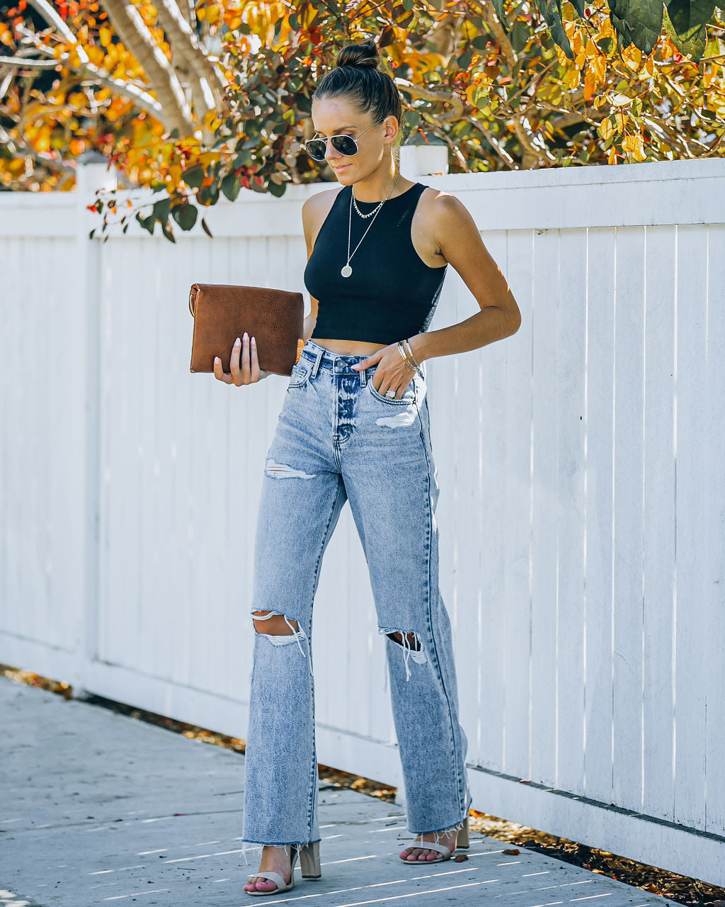 Calder – High Rise-Dad-Jeans im Used-Look 