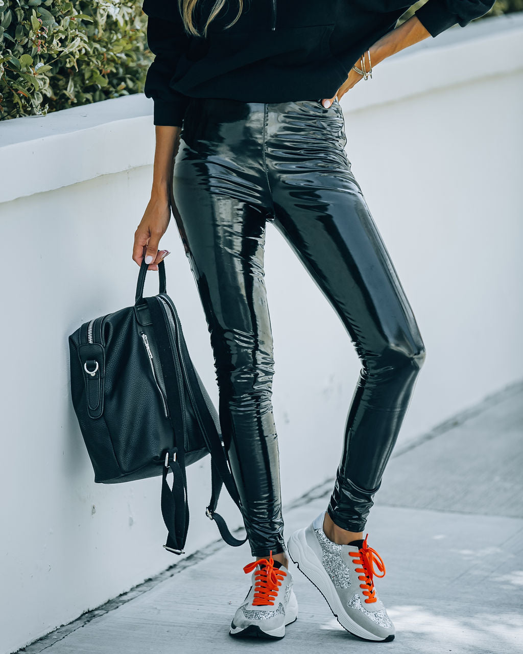 Glossy Faux Leather Legging