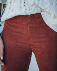 Sophie High Rise Bell Bottom Cordhose - Ziegelrot