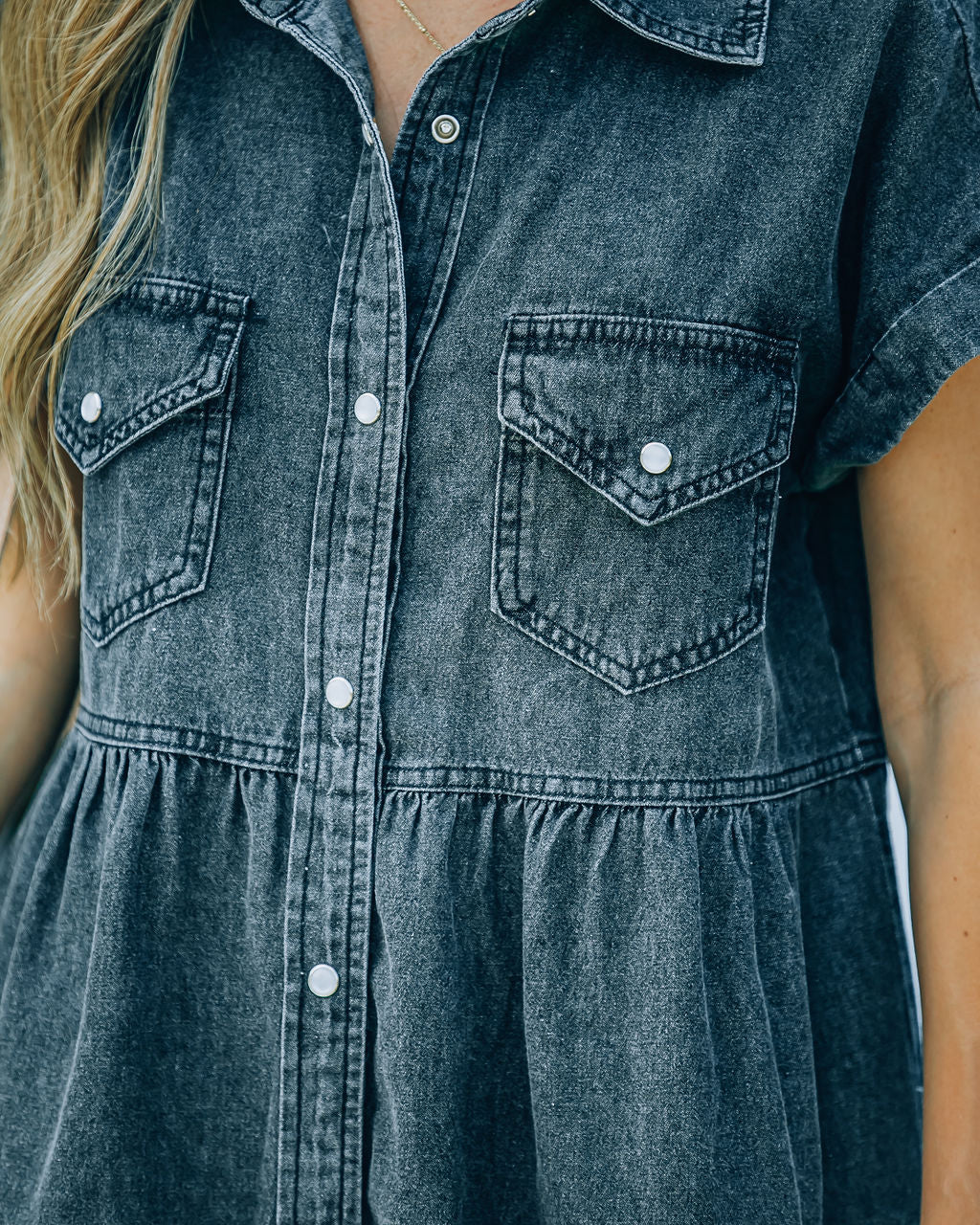 Madden Button Down Denim Shirt Dress Ins Street