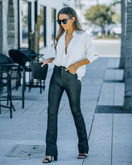 Howard High Rise Faux Leather Flare Pants - FINAL SALE Ins Street