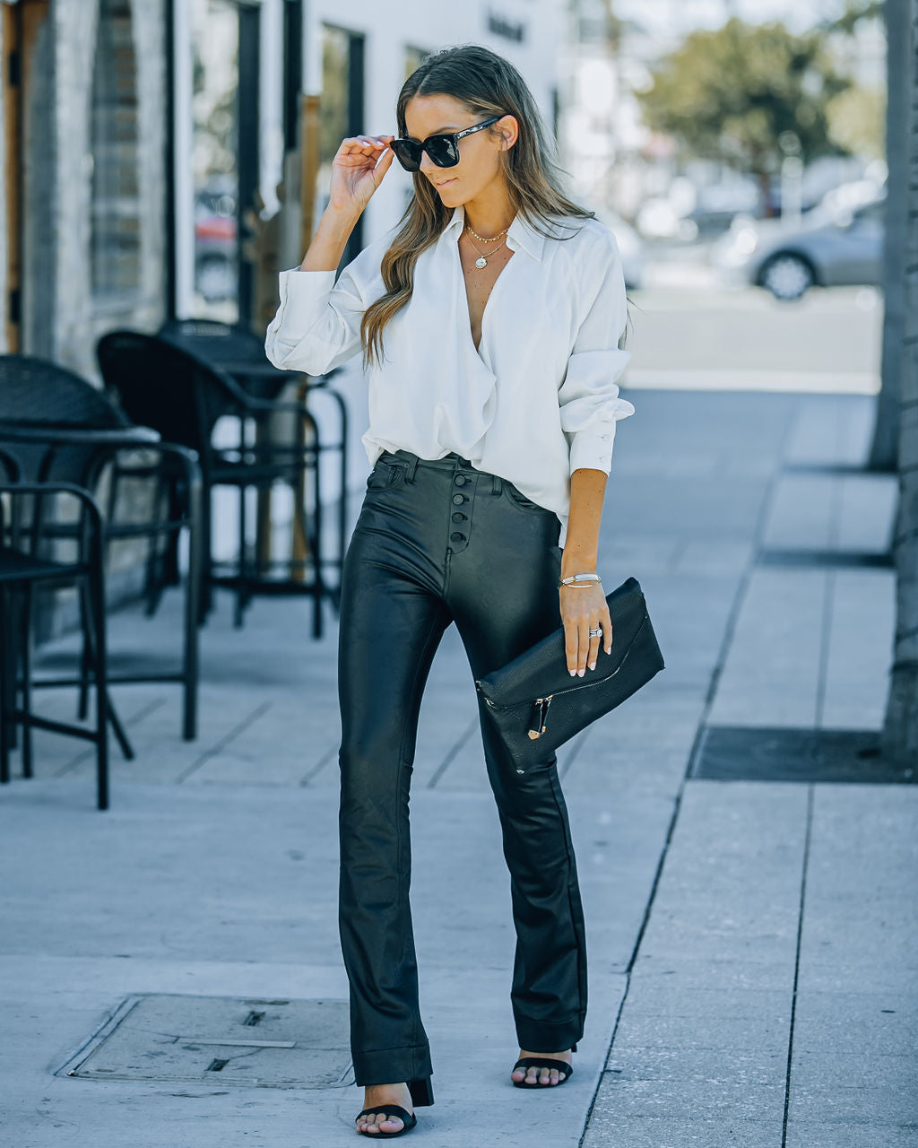 Howard High Rise Faux Leather Flare Pants - FINAL SALE Ins Street