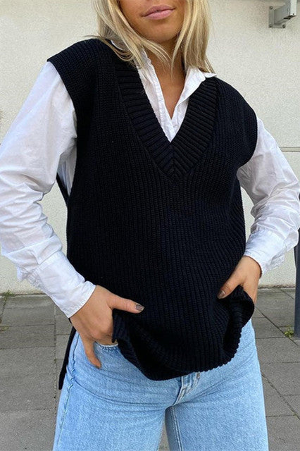 V Neck Sleeveless Sweater Vest