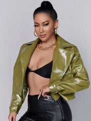 Faux Leather Crop Jacket