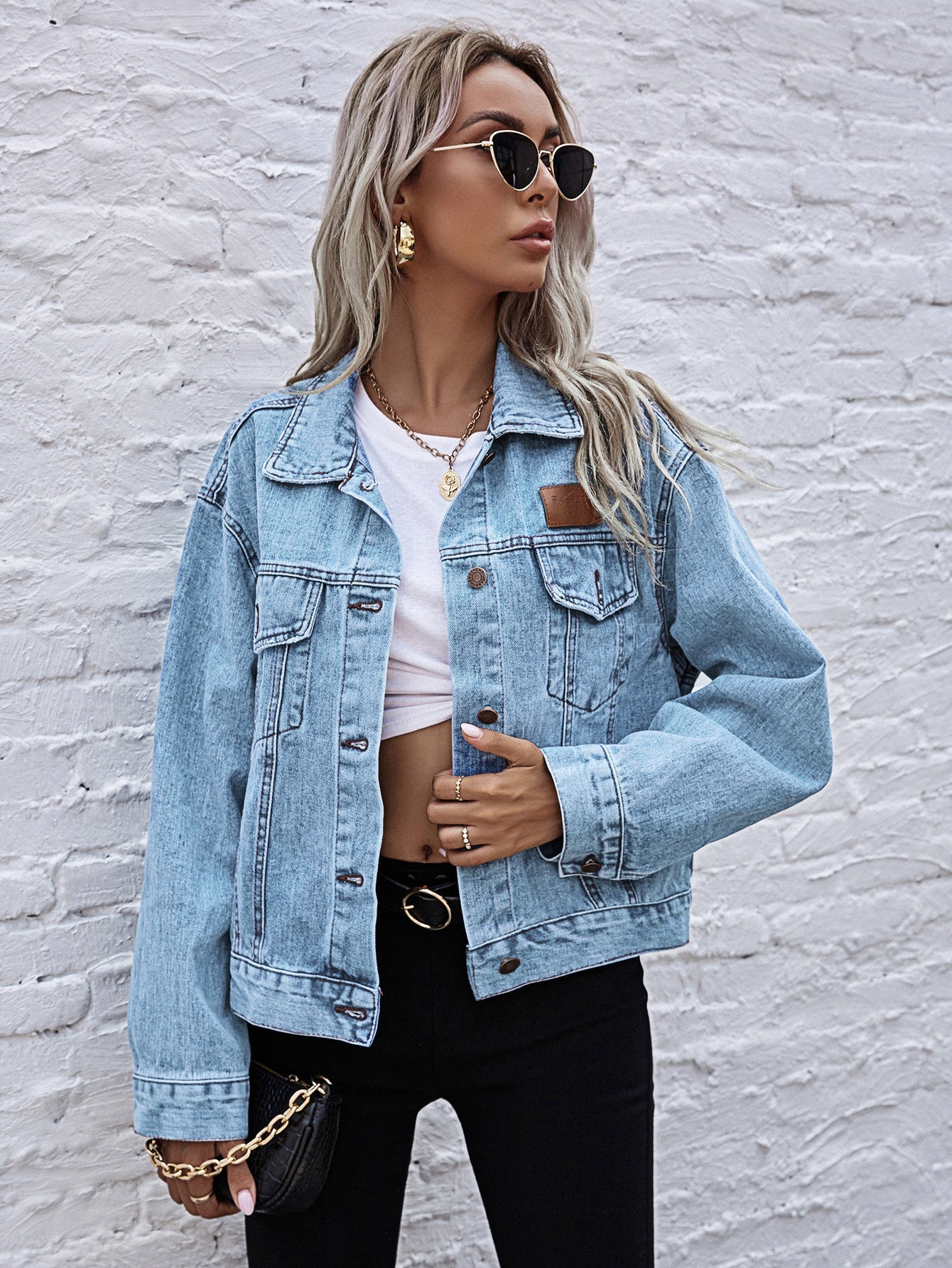 Flap Pockets Denim Jacket Sai Feel