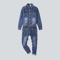 Flap pocket detachable denim overall