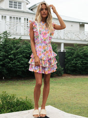 Floral Print Raffle Dress Sai Feel