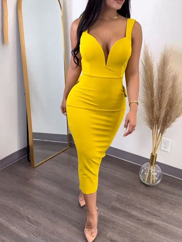 Sleeveless Backless Slit Dress Ins Street